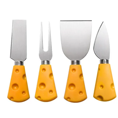 4-Piece Stainless Steel Cheese Knife Set Metal Cheese Spreader Tools Including Butter Knife and Cheese Cutter