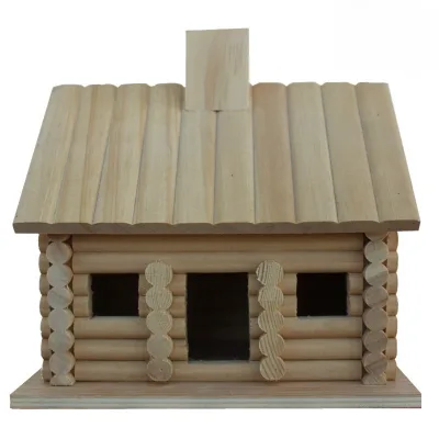 Direct Factory Sale Solid Wood Double-Hole Bird Nest Outdoor Insulation Small Wooden Box Parrot Breeding Cage Animal Pattern