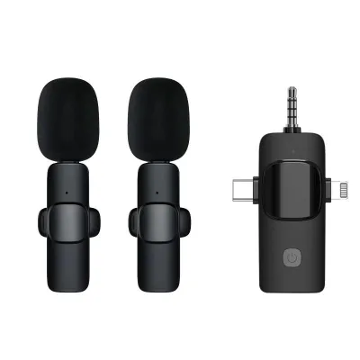 3-in-1 Wireless Lavalier Microphone Professional Noise Reduction Mic for Tiktok Live Streaming & Short Video Recording K15