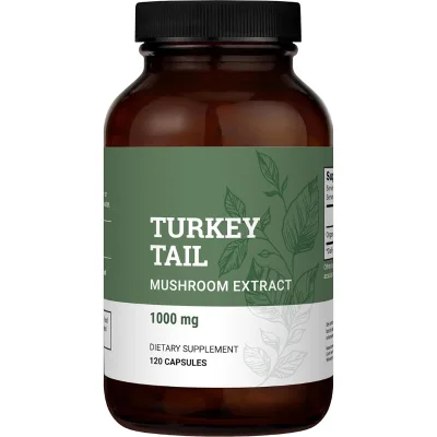 Turkey Tail Mushroom Capsules Superfood Mushroom Supplement Helps Support Brain Health - Premium Powder Extract - 120 Capsules