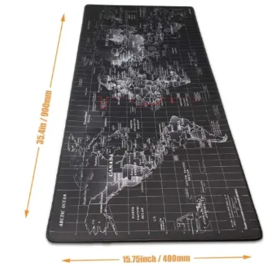 Hot Sale Waterproof Non slip Natural Rubber Base Worldmap Desk Pad for Computers with Fabric Surface