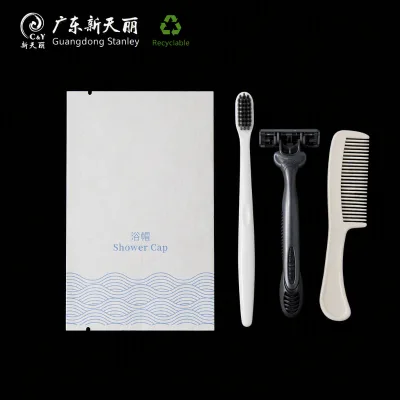 Sugarcane Paper Matte Finish Pouch Hotel Toiletries Recyclable Kraft Paper Amenity Bag for OEM Hotel Packaging