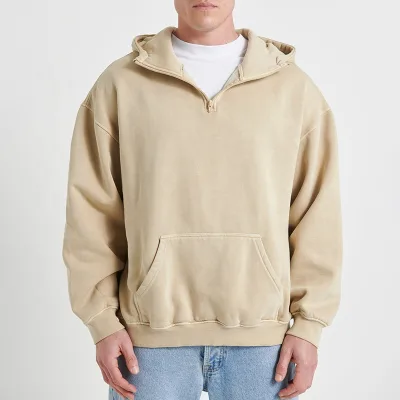 High Quality Streetwear 1/4 Quarter Zipper Half Pullover Hoodie 100% Cotton Fleece Men Half Zip Oversized Hoodies
