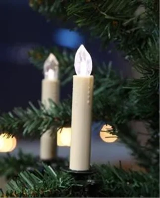 Newish Bullet Top White Plastic Shell with Clips Remote Control Christmas Tree Decoration Plastic Home Candle Lights