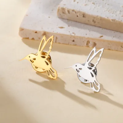 Hummingbird Women's Brooch Lapel Pins Stainless Steel Animal Bird Metal Pins Backpack Badges Jewelry Valentine Gift