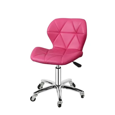 Modern Salon Furniture Height Adjustable PU Leather Seat Stool Chair Rose Elegant Swivel Vanity Barber Chair