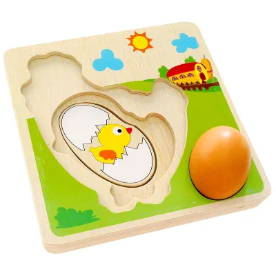 Early Learning Wooden Chick Jigsaw Puzzle Educational Toy for Children Encouraging Hen's Egg Laying