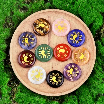 Natural Crystal Sodalite Rose Quartz Crystal Taiji Diagram Chakra Stone Fashion Pendants & Charms for Gift