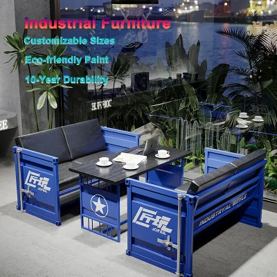 Modern Industrial Style Cafe Booth Set Creative Iron Chair Sofa for Dining Outdoor for Milk Tea Club Furniture Commercial Grade