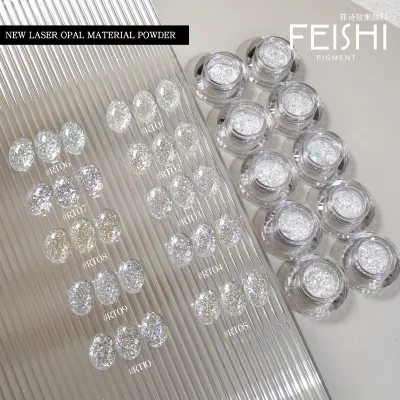Factory Wholesale Laser Holographic Sequin Mirror Effect Luxury Nail Powder Iridescent Shimmer Nail Art Pigment Nail Salon DIY