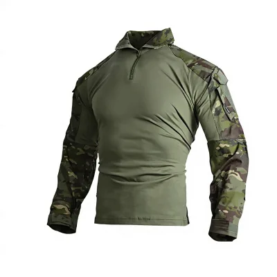 Custom OEM Soft Shell Polyester/Cotton Breathable Rip-Stop Sublimation Print Long Sleeve Camouflage Shirt Pants Outdoor Hunting