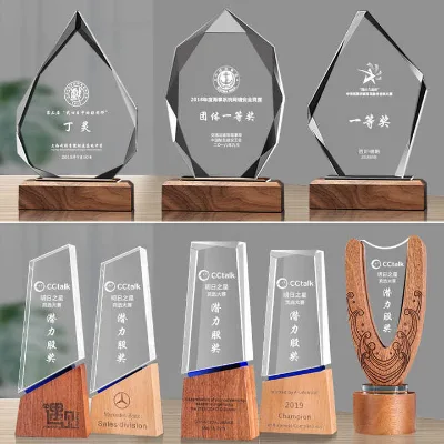 Wholesale Cheap Blank Glass Wooden Trophy Base Awards for Trophies As Souvenir Gift