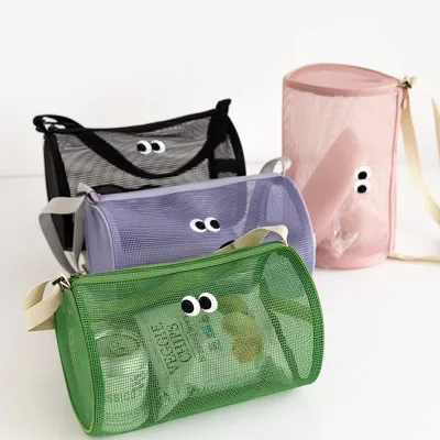 Mesh Cosmetic Bag Cute Big Eyes Make up Case Kawaii Makeup Pouch Makeup Case Portable Toiletry Storage Bag New Candy Color