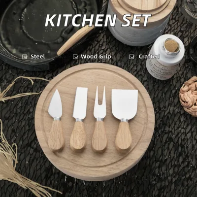 High Quality Steel Cheese Knife Set with Wood Handle Handmade for Daily Kitchen Cheese Cutting Custom Logo