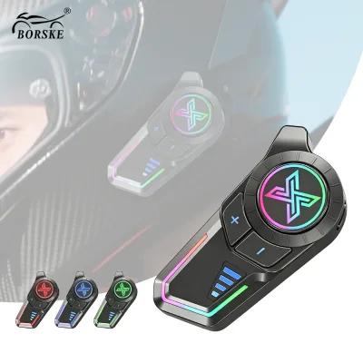1200m Two-person Intercom Music Sharing CVC DSP Noise Reduction RGB Light IPX67 Type-C Motorcycle Helmet Headset