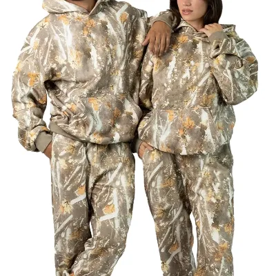 Manufacturers Drop Shoulder Unisex HeavyWeight Hoodies French Terry Oversized 500gsm Real Tree Men Cropped Camo Hoodies