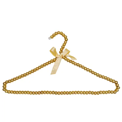 Elegant Decorative Beaded Display Clothes Hanger with Ribbon Bow for Wedding Dresses Lingerie Boutique Wardrobe Storage Hanger