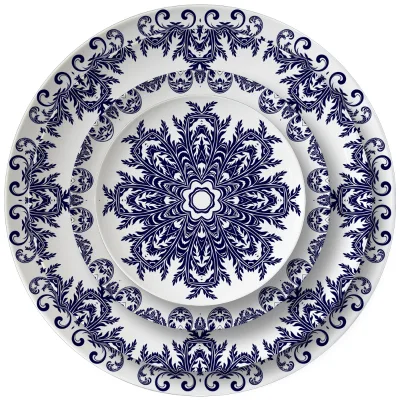 High Grade Blue White Luxury Ceramic Dinnerware Sets & Cup Kit for Wedding Events Catering Rentals
