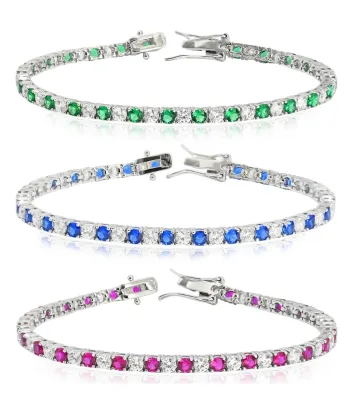 Alternative White Color Blue Green Red Cubic Zirconia CZ Tennis Bracelet 2026 New