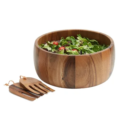 New Arrival Wood Bowl with Salad Hands Kitchen Wooden Salad Bowl