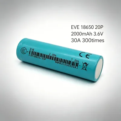 18650-20P High Charging Efficiency 2000mAh Cylindrical Lithium Ion Batteries for Industrial Cooling Fans