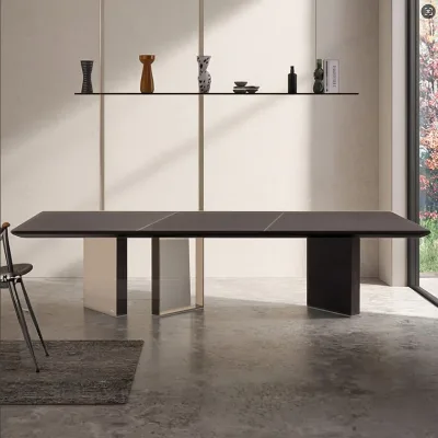 Gainsville Furniture Wholesale Nordic Style Minimalist Rectangle Dining Tables Wood Room Furniture With Steel Legs