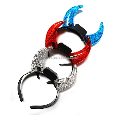 LED Light up Flashing Devil Horns Headband Glowing Devil Horns Headband LED Costume Headband for Halloween