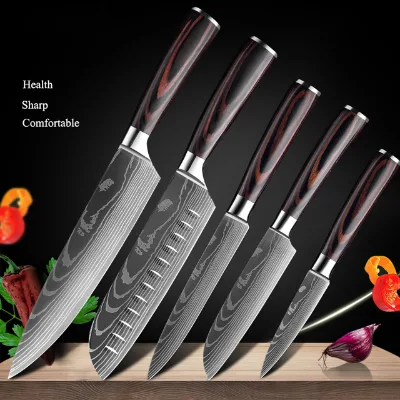 Cutting Cheap Luxury Knife Set Wholesale Manufacturer Stainless Steel Damascus Home Cutlery Steak Kitchen Knife Set
