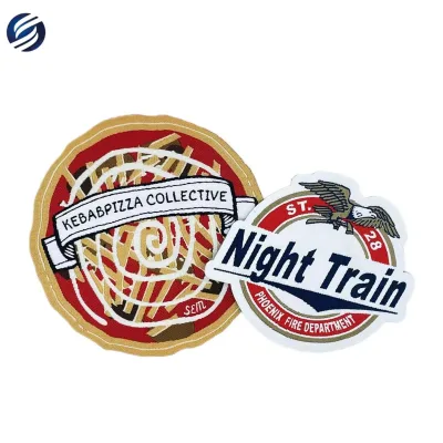 Wholesale Fun Pizza Food Woven Badge Chinese Factories Sell Custom Woven Patches Sewn Onto Bags