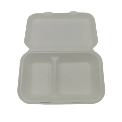 Biodegradable Paper 30 oz 2 Compartment Clamshell Food Container Eco Friendly Disposable Takeaway Lunch Box for Restaurant