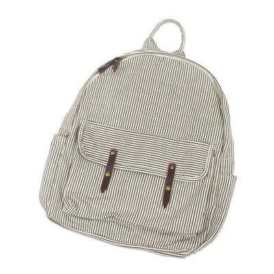 New Arrival Fashion Women Printed Stripe Rucksack School Canvas Striped Backpack for Lady
