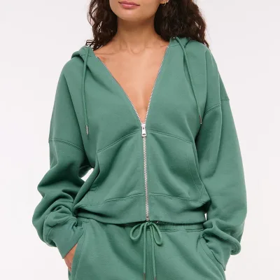 Custom Printing Logo Long Sleeve Crop Hoodie Zip-Up Drawstring Sweatshirts Women Hoodie
