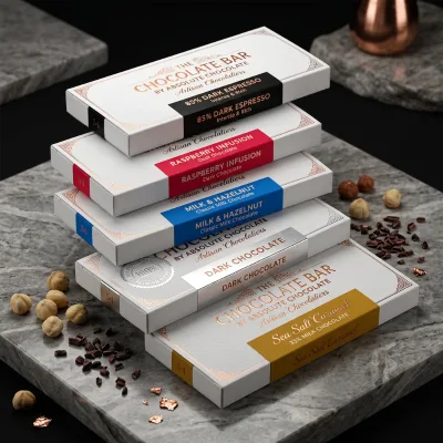 Sustainable FSC Certified Biodegradable White Cardboard Tuck End Chocolate Bar Box