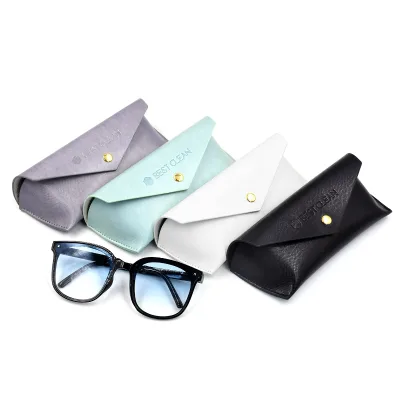 Hot Sale OEM Custom Logo Handmade Sunglasses Case with High Quality PU Edging Stone Pattern Liner Pearl Velvet Fashionable Style