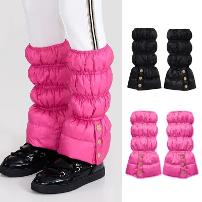 Factory Custom Women Winter Down Knee Cover 90% Duck Down Filled Puffy Warm Leg Warmers Down Socks