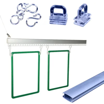 Poster Hanger Banner Holder Aluminum Ceiling Hanging Rail With A4 Window Poster Frame