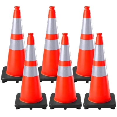 Traffic Cones 28 Inch with Weighted Base 5.5lb for Enhanced Stability Safety Cones Heavy Duty