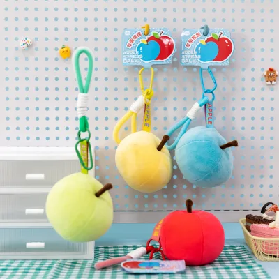 Cute Plush Apple Pinch Squeeze Toy Keychain Bag Charm Stylish Novelty Squishie Present Plush Apple Keychains