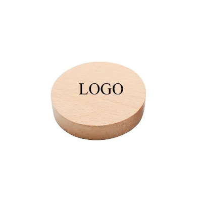 Custom Logo Promotional Blank Magnet Beer Opener Round Shape Beech Wooden Bottle Opener