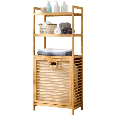 Best Selling 3 Section Bamboo Laundry Basket Customizable Laundry Basket for Bathroom