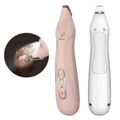 Factory Wholesale Durable Mini Size Low Noise Rechargeable Cat Dog Paw Hair Trimmer LED Light Cordless Cat Dog Paw Hair Trimmer