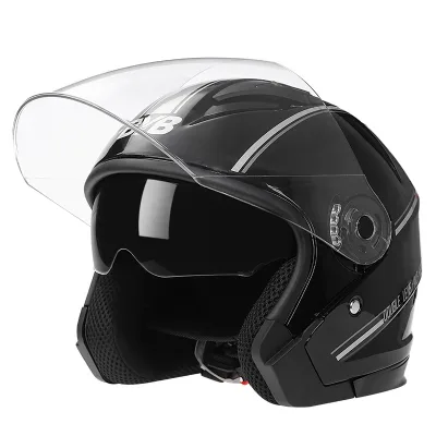 Motor Cycle Helm 3/4 Half Face Abs Four Seasons Anti Fog Double Mirror Helmet Motorcycle
