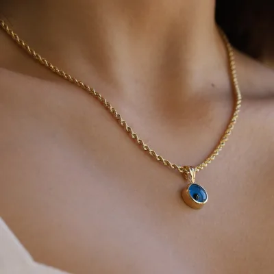 High Quality Factory Direct Sale Trendy Gold Plated Twist Chain Jewelry Evil Blue Devil Eyes Necklace Pendant Necklace for Women