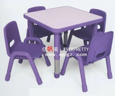 Hot Sale Kids Furniture Study Portable Waterproof Collapsible Safety Kindergarten Plastic Kids Table and Chairs Set White Style