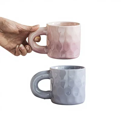 Ceramic Solid Color Mug Thick Handle Instagram Style Home Daily Use Coffee & Breakfast Use