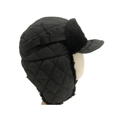 Fashion Thick Black Winter Warm Diamond Lattice Ear protection aviator Cap Warm Hat
