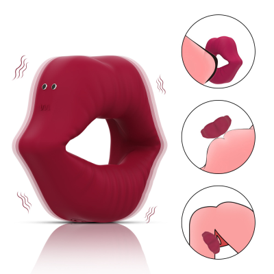 Rose Mouth Medical Grade Liquid Silicone Stumilate Cock Vibrating Penis Cock Ring for Big Boy