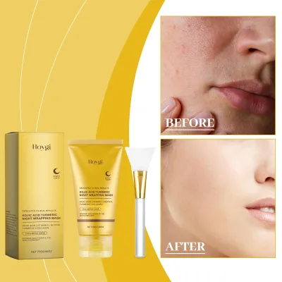 75ml Vegan Hydration Moisturizing Firming Collagen Kojic Acid Turmeric Night Wrapping Face Peel off Mask Jelly Brush