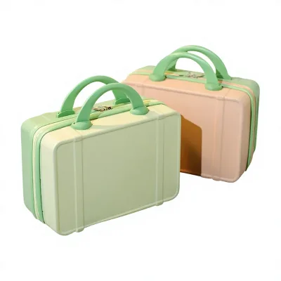 Customized ABS Small Makeup Case Mini Suitcase 14 Inch Hand Luggage Storage Bag USB Interface Waterproof Anti-Theft Brake Wheel
