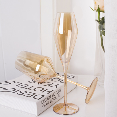 Luxury Colored Fashion Gift Amber Crystal Goblet Wine Champagne Glass